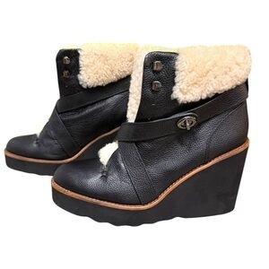 Coach Kenna Shearling Wedge Booties – Size 8 – Excellent Condition
